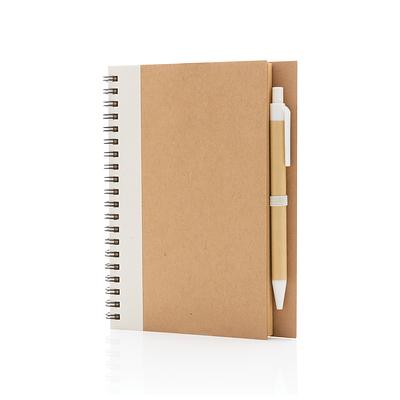 Cuaderno de espiral kraft con bolígrafo