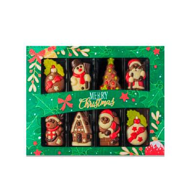 Caja con 8 figuras navideñas de chocolate