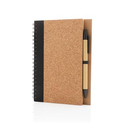 Libreta espiral de corcho con bolígrafo